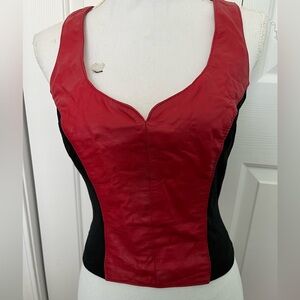 Vintage 1980’s Wilsons Leather Red and Black Crop Halter Top